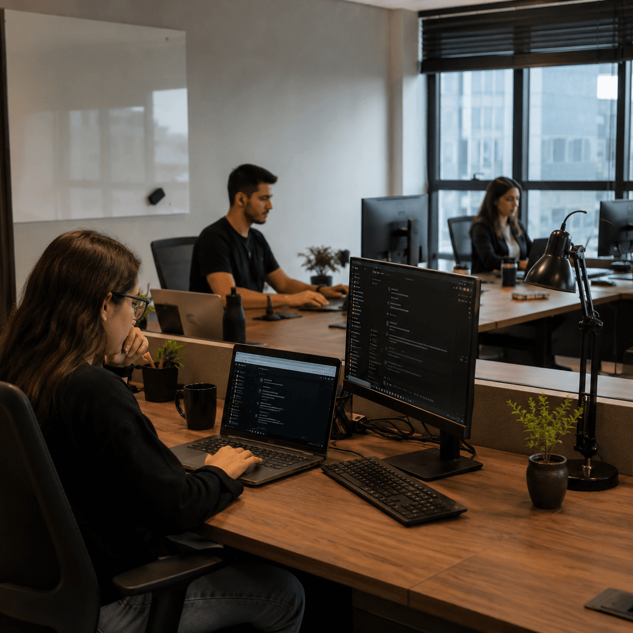 Profissional analisando processos e sistemas para automação empresarial
